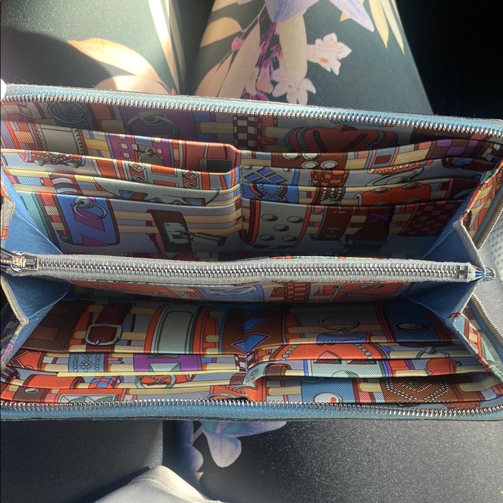 Hermes Blue Textured Wallet
